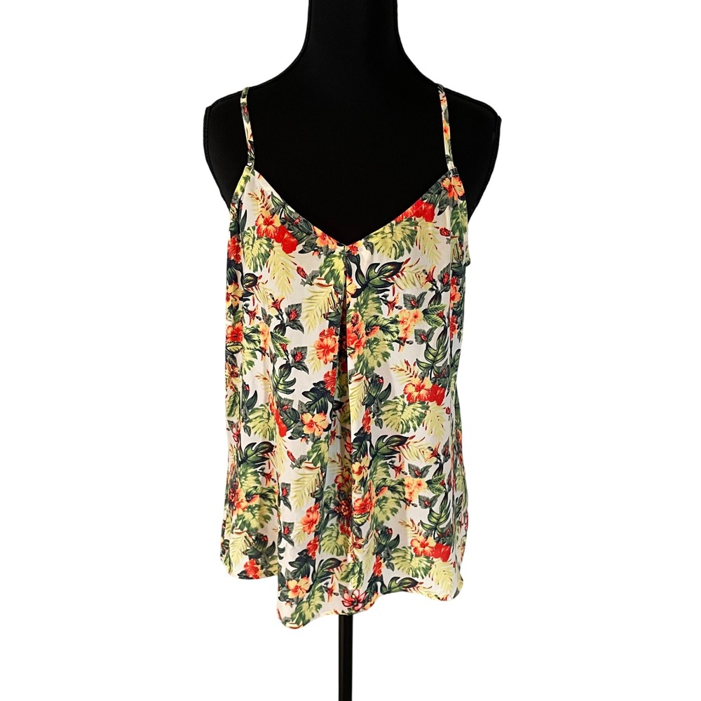 Skies Are‎ Blue Womens Tropical Floral V-Neck Camisole Top Multicolor Sz M Beach
